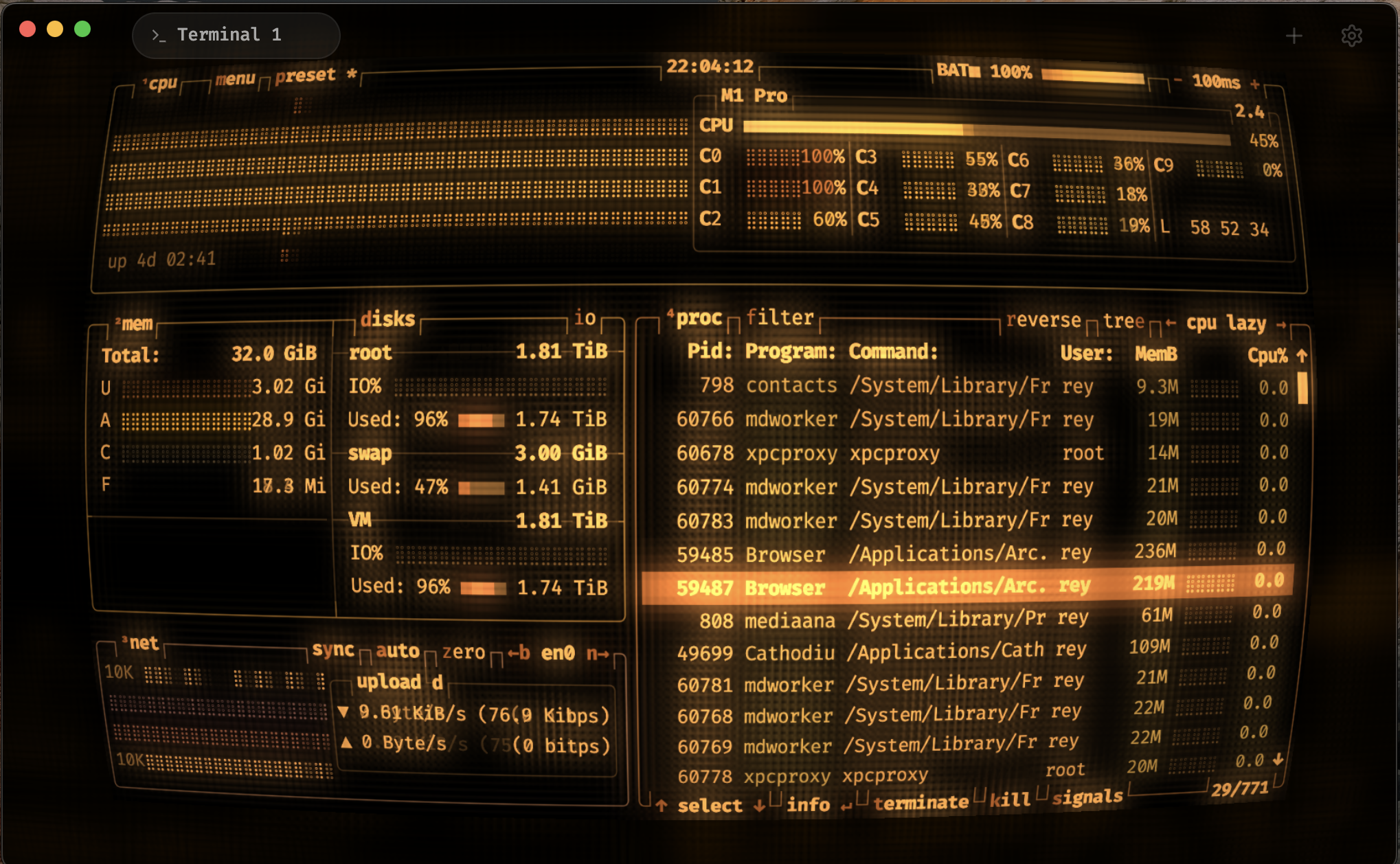 Cathodium interface preview
