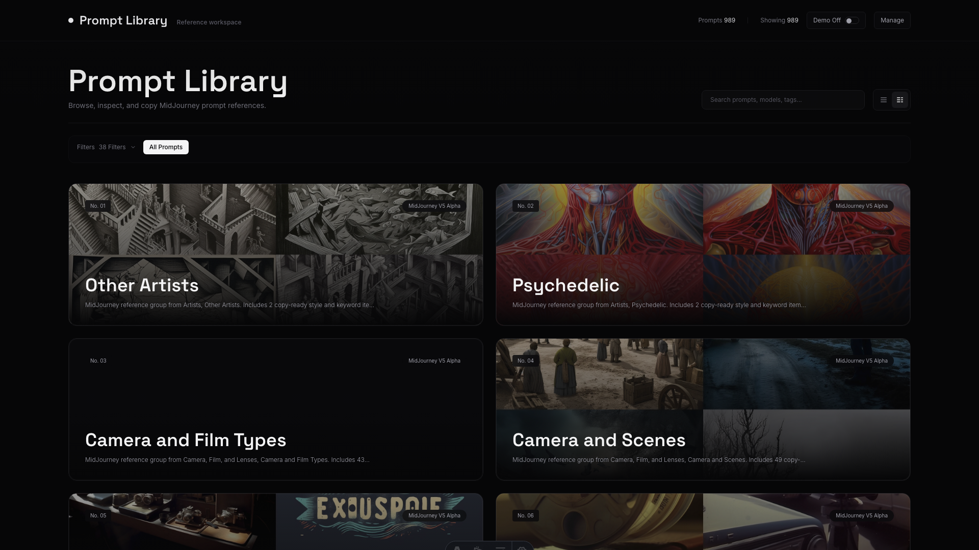 Prompt Library supporting view