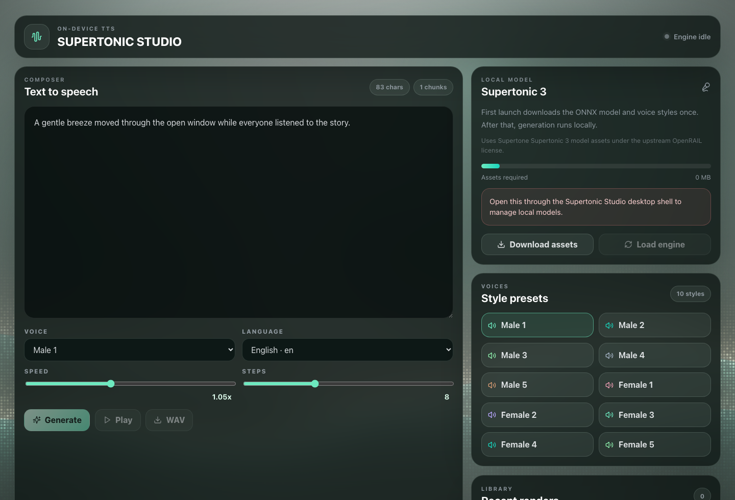 Supertonic Studio supporting view