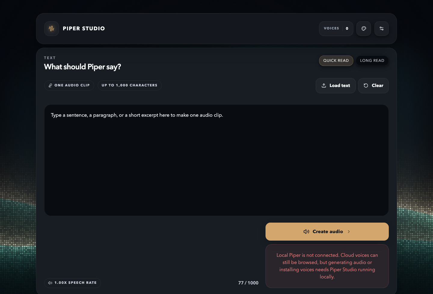 Piper Studio interface preview